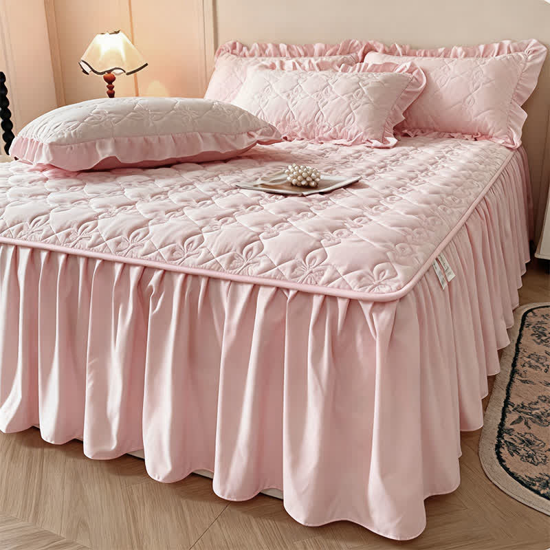 Ownkoti Geometric Quilted Bed Skirt Sheet - image 15