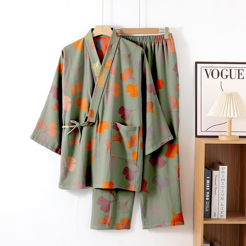 Ownkoti Ginkgo Cotton Gauze Kimono Loungewear Set - image 38