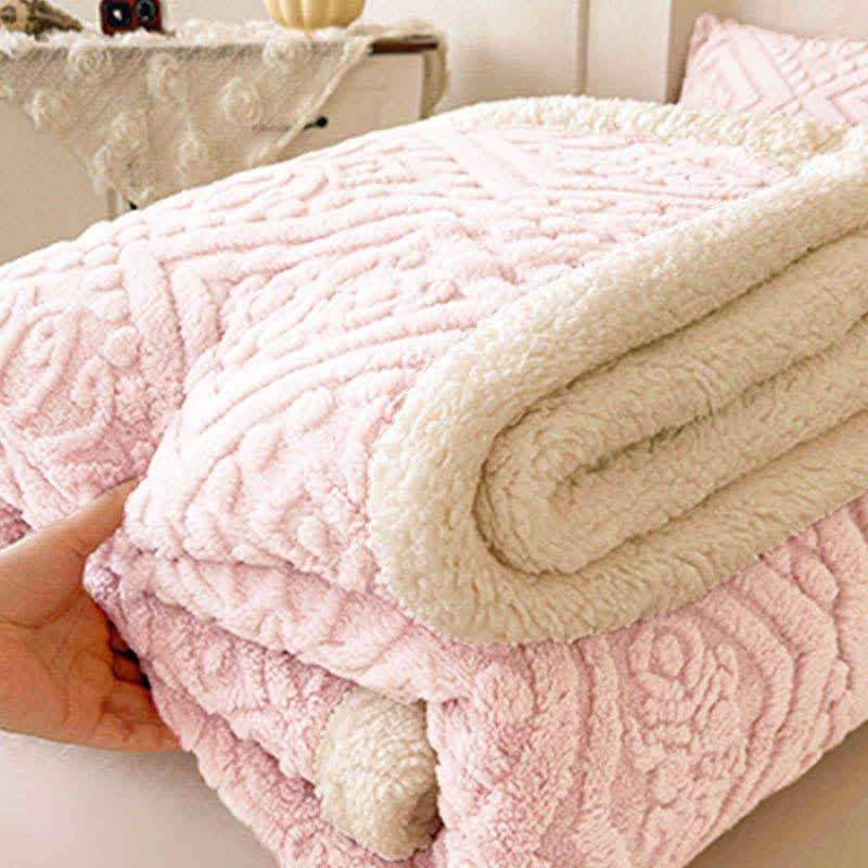 Plush Floral Sherpa Fleece Warm Blanket - image 5