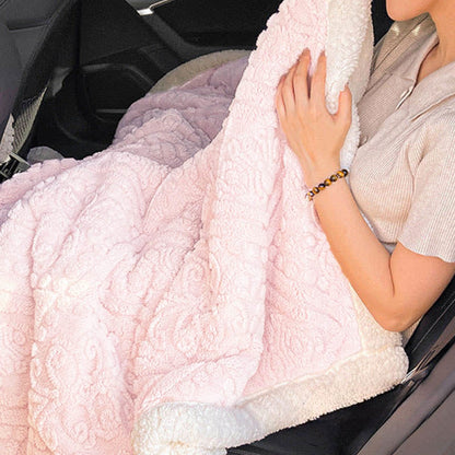 Plush Floral Sherpa Fleece Warm Blanket - image 9