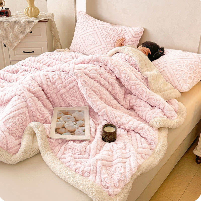 Plush Floral Sherpa Fleece Warm Blanket - image 2