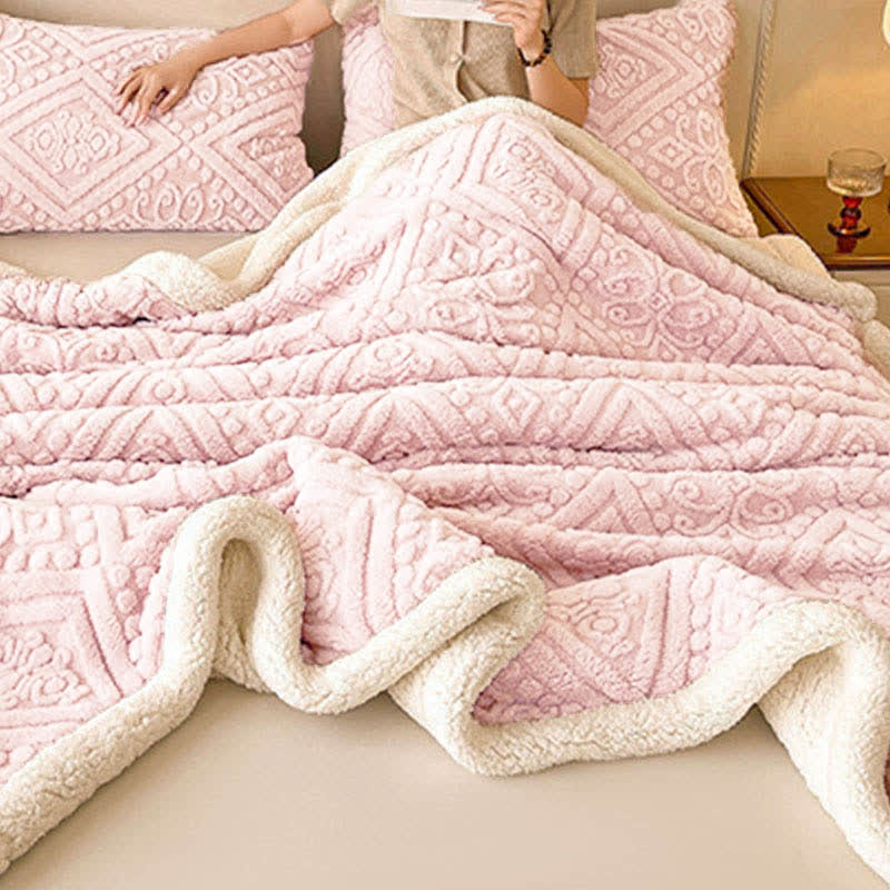 Plush Floral Sherpa Fleece Warm Blanket - image 3