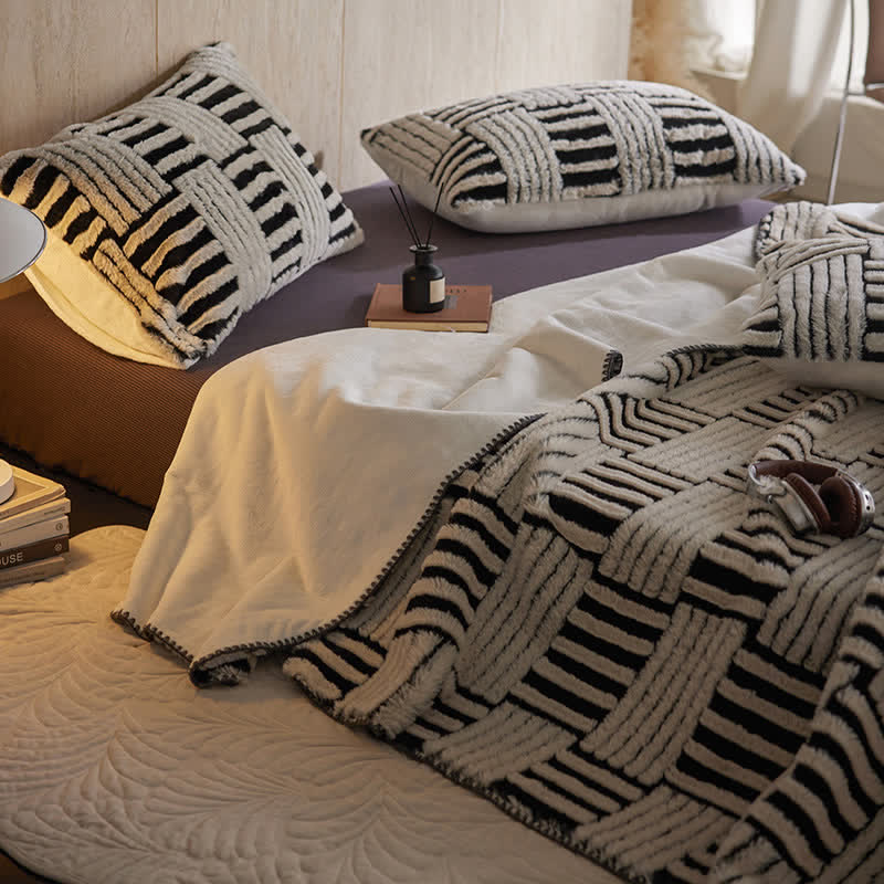 Ownkoti Jacquard Geometric Fleece Throw Blanket - image 1