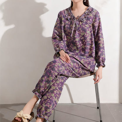 Ownkoti Peach Blossom Jacquard Ruffled Cotton Loungewear - image 2
