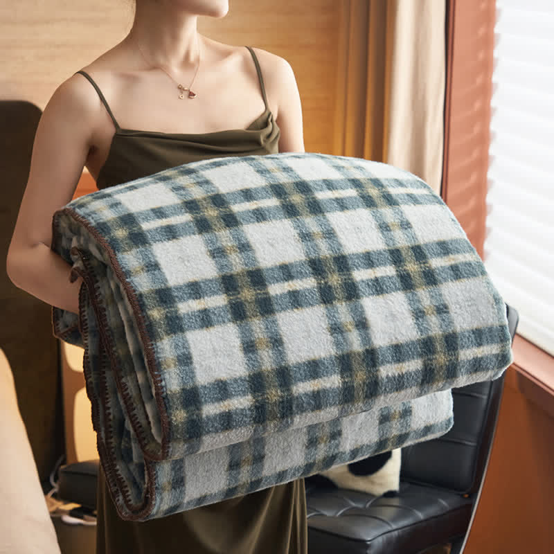 Ownkoti Classic Plaid Reversible Fleece Multi-Use Throw - Gray & Blue - Queen - image 29