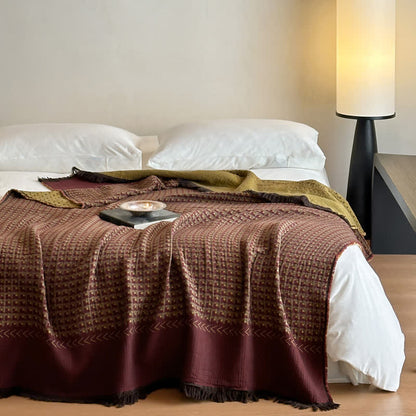 Ownkoti Vintage Cotton Jacquard Multi-Use Blanket - Wine - 55"W x 75"L - image 0