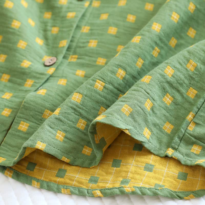 Ownkoti Grid Cotton Gauze Long Sleeves Loungewear - image 9