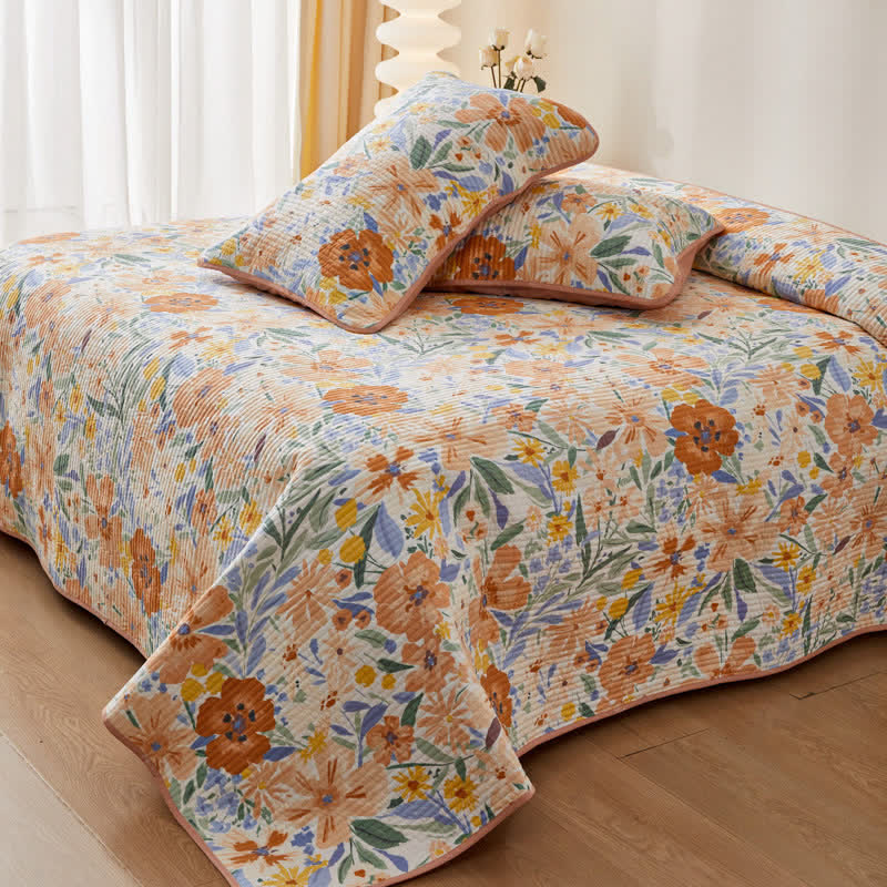 Ownkoti Cotton Quilted Garden Floral Coverlet - 2PCS Pillowcases - 19" x 27" - image 0