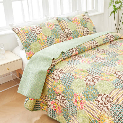 Ownkoti Patchwork Cotton Quilted Bedspread Set(3PCS) - image 3
