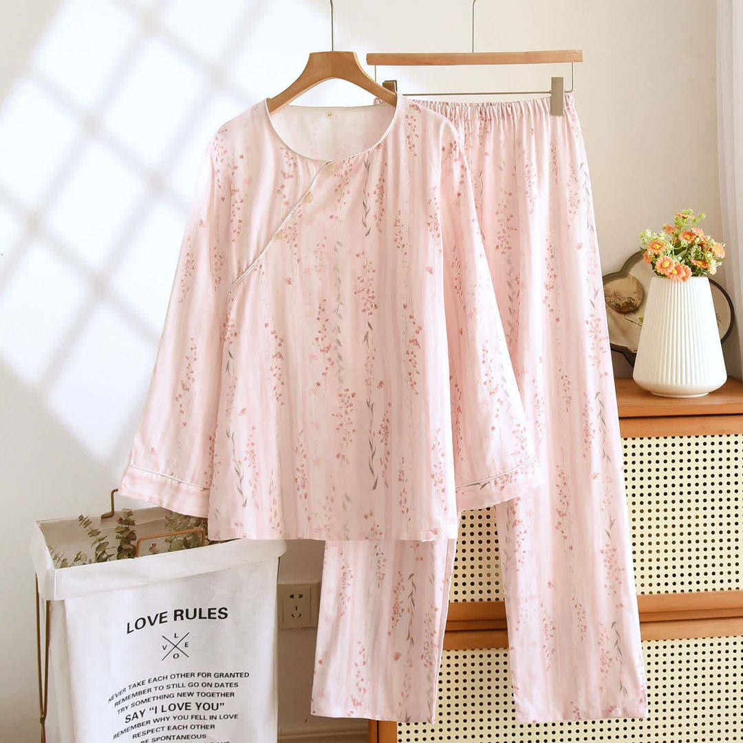 Ownkoti Oriental-inspired Striped Floral Cotton Loungewear - XL - image 0