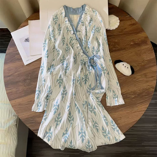 Ownkoti Leaf Inspired Long Sleeve Ruffled Nightgown - XXL - image 0