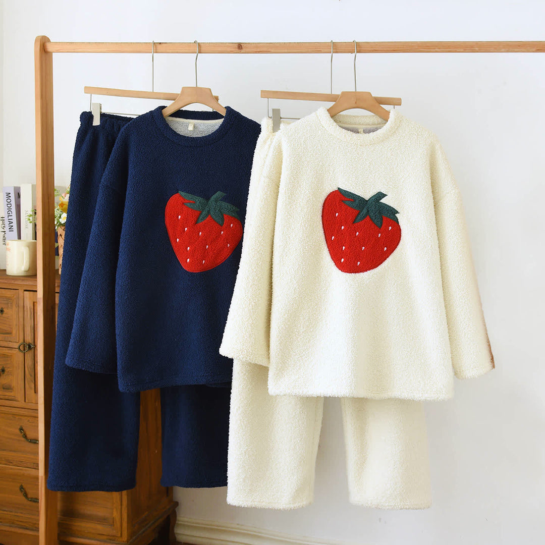 Ownkoti Strawberry Print Sherpa Loungewear Set - image 0