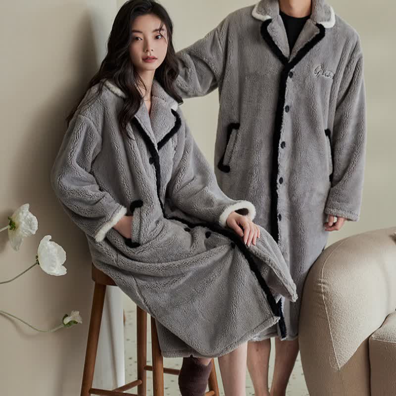 Ownkoti Gray Plush Couple Bathrobe - image 0