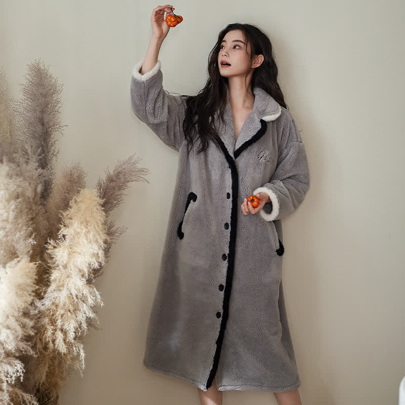 Ownkoti Gray Plush Couple Bathrobe - Gray - Women: XL - image 6