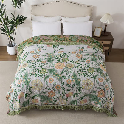 Ownkoti Refresh Floral Cotton Gauze Tassel Quilt - Queen - image 0