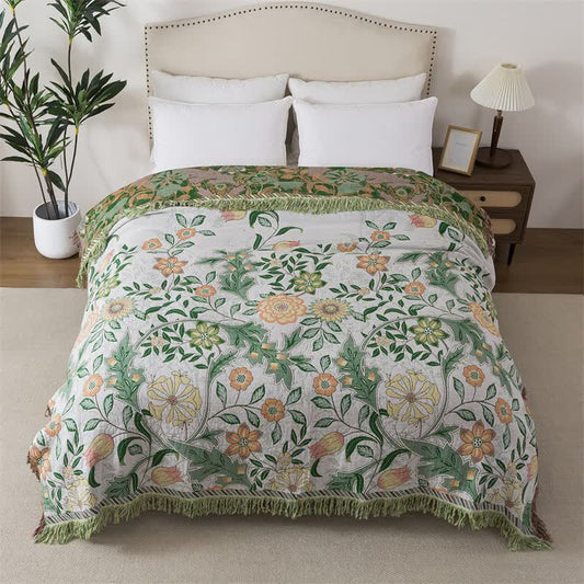 Ownkoti Refresh Floral Cotton Gauze Tassel Quilt - Queen - image 0