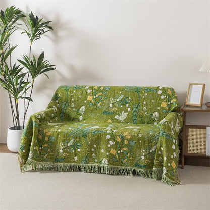 Ownkoti Green Leaf Floral Cotton Tassel Quilt - image 3