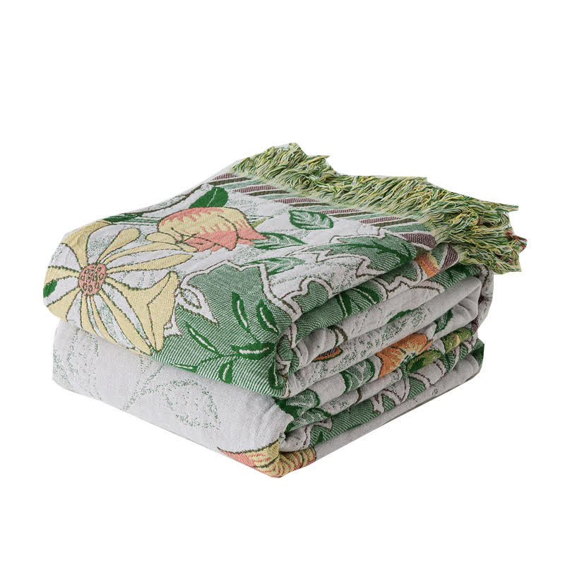 Ownkoti Refresh Floral Cotton Gauze Tassel Blanket - image 7