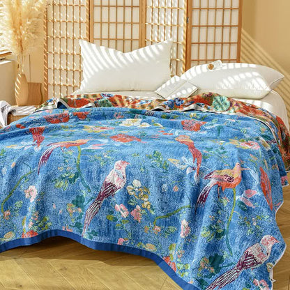 Ownkoti Artistic Floral Bird Cotton Gauze Blanket - image 3