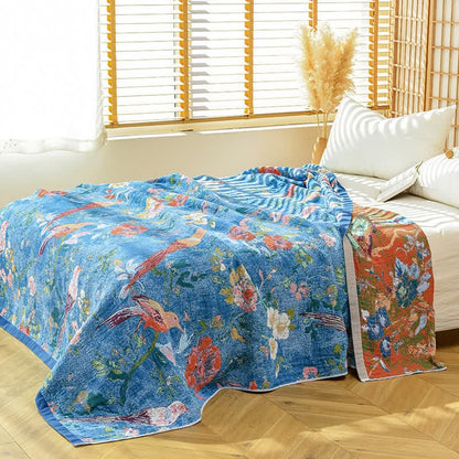 Ownkoti Artistic Floral Bird Cotton Gauze Blanket - image 4