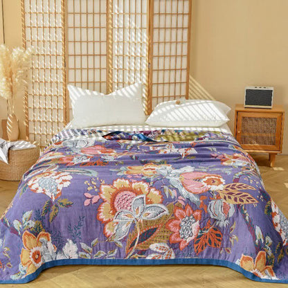 Ownkoti Dreamy Floral Pure Cotton Gauze Quilt - Purple - King - image 0