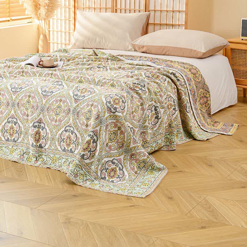 Elegant Vintage Floral Cotton Gauze Quilt - image 2
