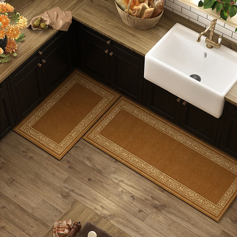 Ownkoti Diatom Mud Vintage Brown Kitchen Rug - 23" x 35"+23" x 71" - image 0