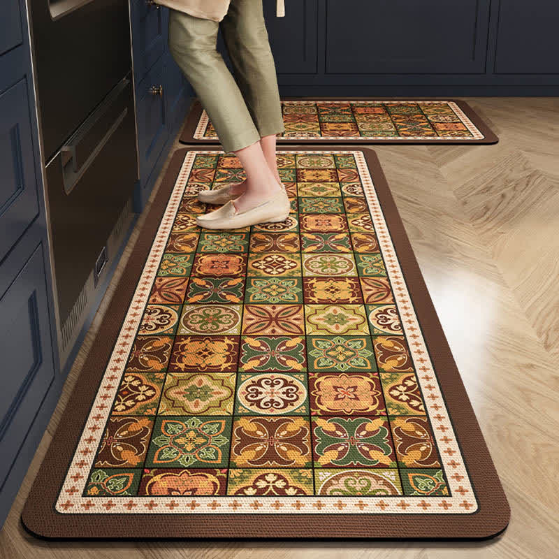 Ownkoti Retro Geometric Pattern Kitchen Rug - 23" x 35"+23" x 79" - image 0
