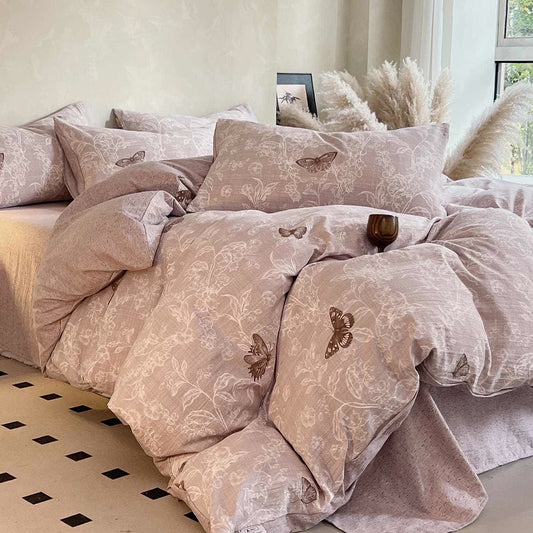 Ownkoti Vintage Butterfly Floral Print Bedding Set(4PCS) - King - image 0