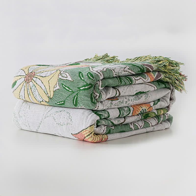 Ownkoti Refresh Floral Cotton Gauze Tassel Blanket - image 1
