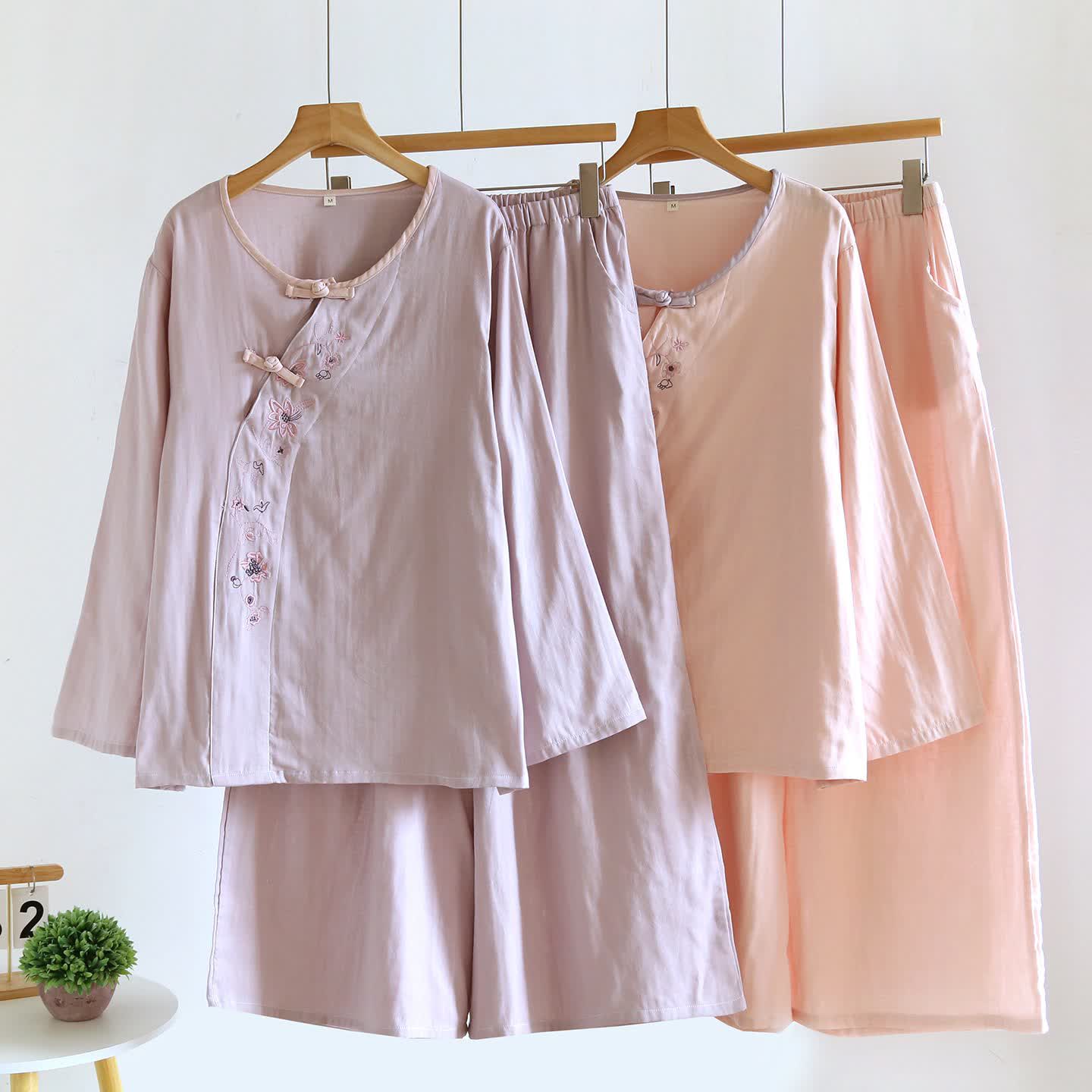 Ownkoti Oriental Style Floral Embroidered Loungewear Set - image 1