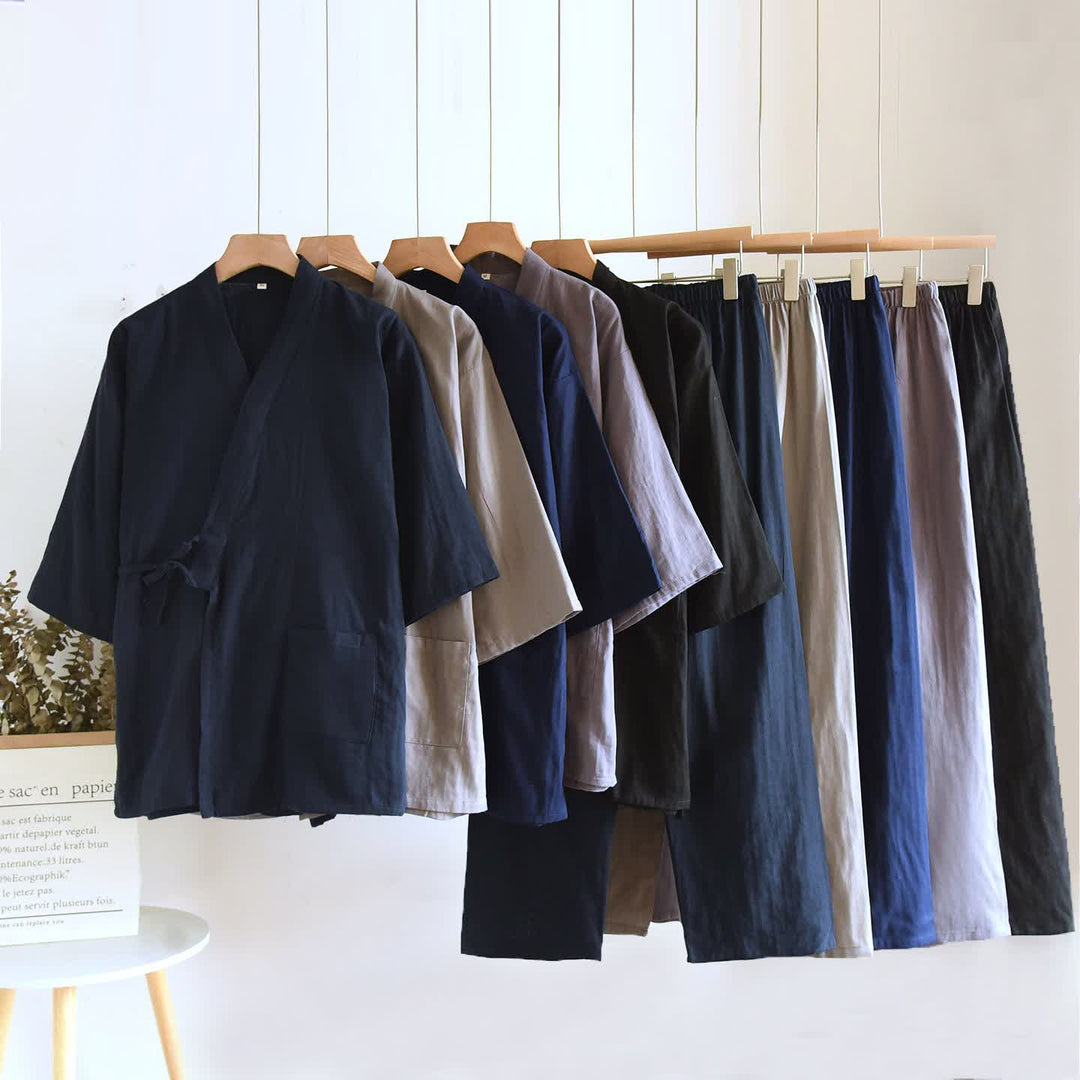 Ownkoti Unisex Solid Cotton Kimono Loungewear Set - image 0