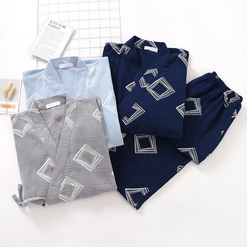 Ownkoti Unisex Diamond Cotton Kimono Loungewear Set - image 0