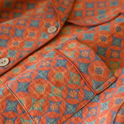 Ownkoti Retro Geometric Pattern Cotton Gauze Loungewear - image 2