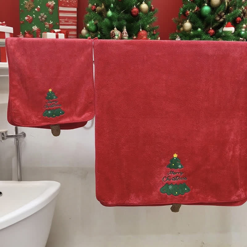 Ownkoti Christmas Holiday Gift Towels with Dangling Legs - Christmas Tree - Towel & Bath Towel - 14" x 29" + 27" x 55" - image 4