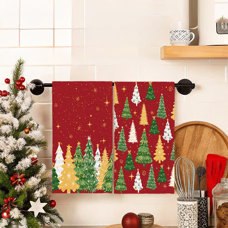 Ownkoti Christmas Tree Absorbent Multi-use Towel - 2 Patterns - 2PCS - image 0