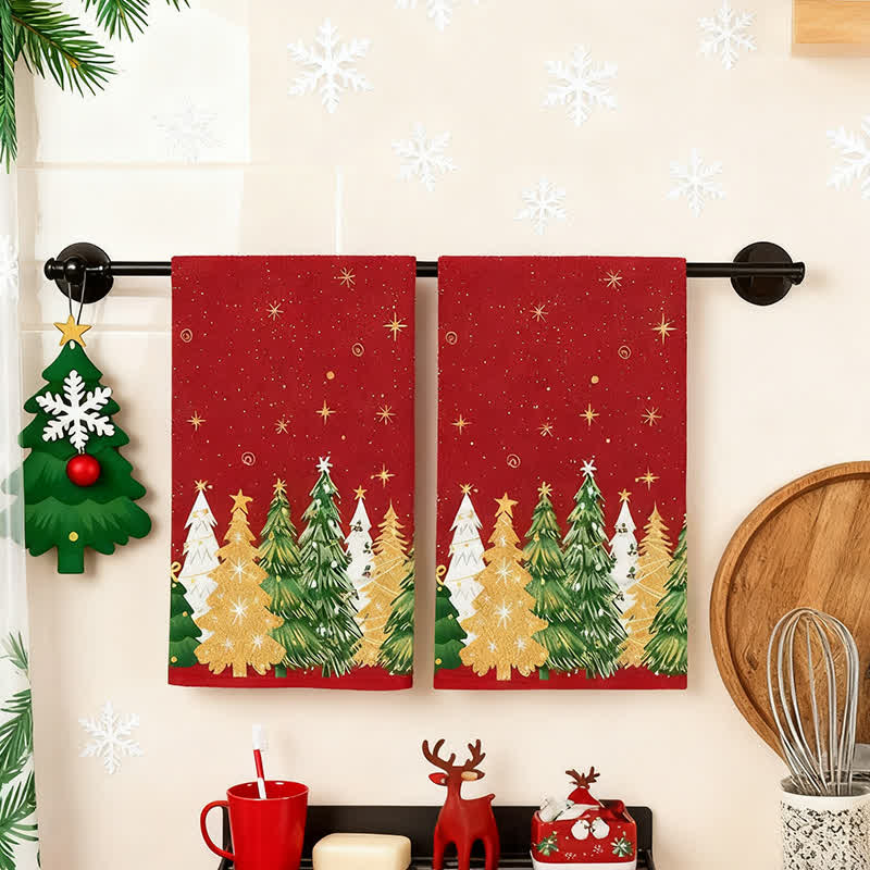 Ownkoti Christmas Tree Absorbent Multi-use Towel - A - 4PCS - image 1
