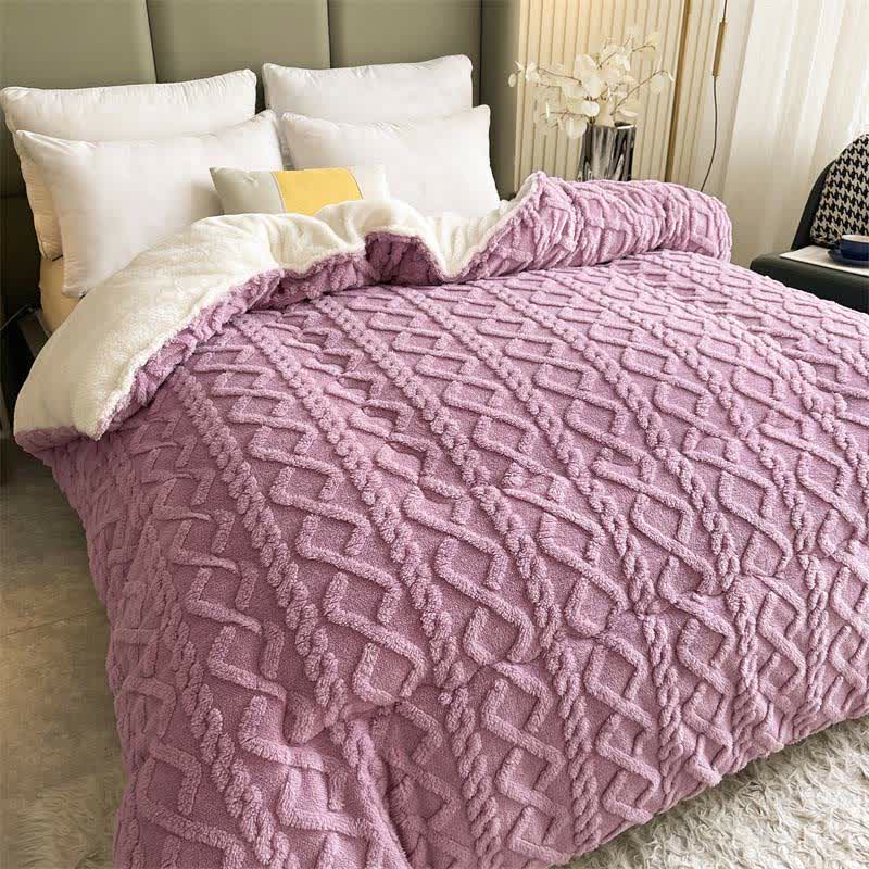 Ownkoti Jacquard Solid Color Comfy Fluffy Blanket - Purple - King - image 23