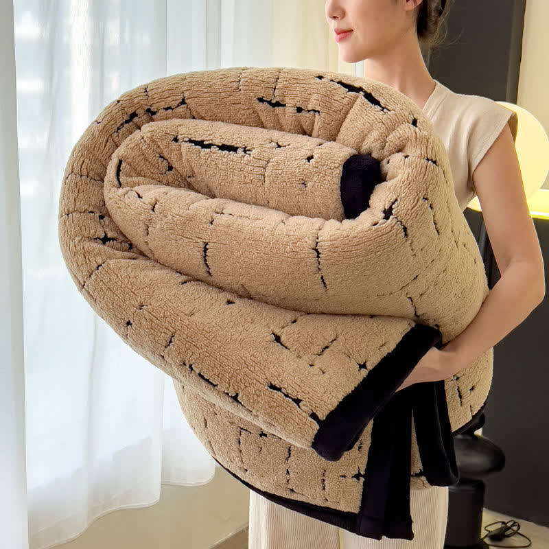 Ownkoti Simple Modern Plush Throw Blanket - Camel & Black - Queen - image 0