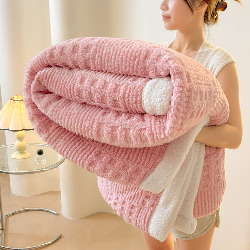 Ownkoti Reversible Plaid Sherpa Throw Blanket - Pink - Queen - image 2