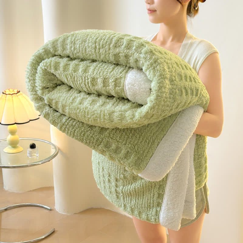 Ownkoti Reversible Plaid Sherpa Throw Blanket - Green - Queen - image 4