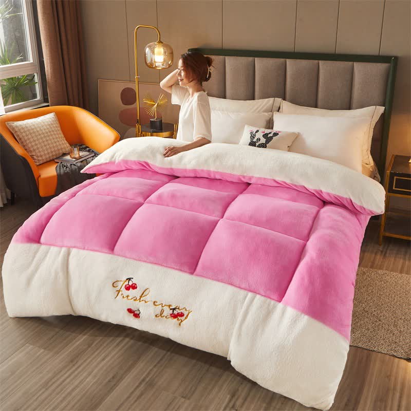 Ownkoti Checkered Quilted Cactus Embroidered Blanket - Bright Pink - Queen - image 6