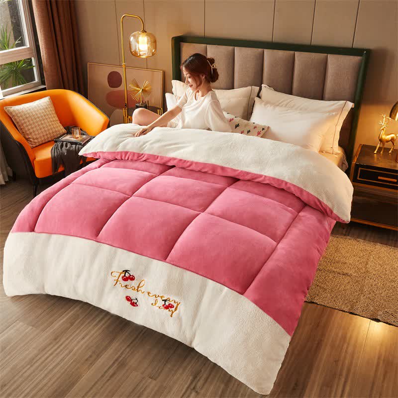 Ownkoti Checkered Quilted Cactus Embroidered Blanket - Pink - Queen - image 8