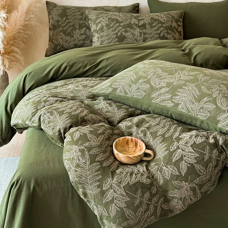 Ownkoti Brushed Cotton Botanical Duvet Cover Set(4PCS) - image 2