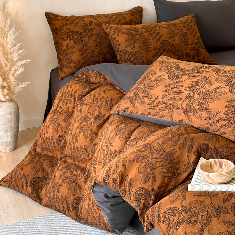 Ownkoti Brushed Cotton Botanical Duvet Cover Set(4PCS) - image 6