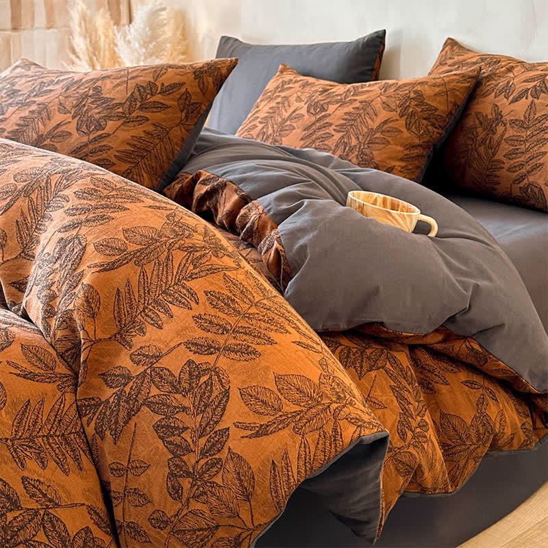 Ownkoti Brushed Cotton Botanical Duvet Cover Set(4PCS) - image 10