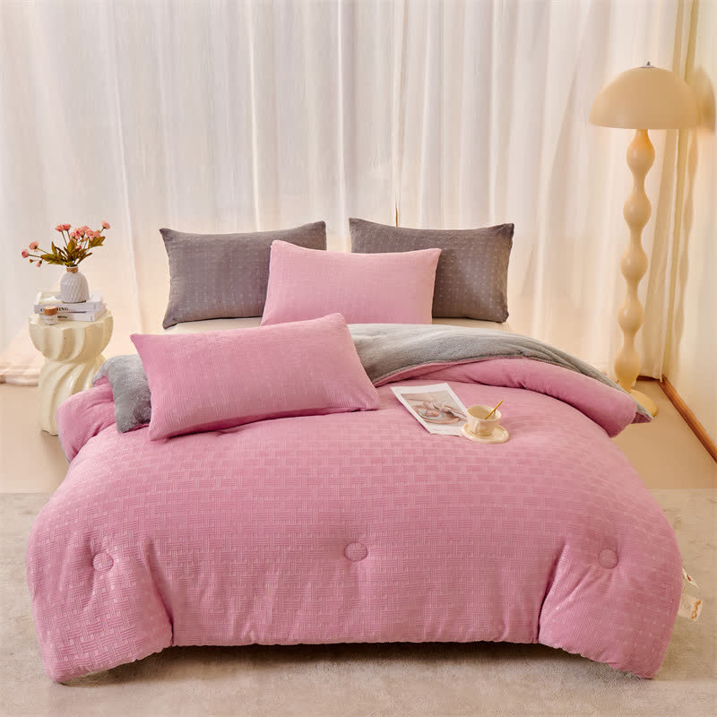 Ownkoti Plush Waffle Textured Sherpa Blanket - Pink - King - image 12
