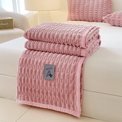 Ownkoti Minimalist Solid Textured Fleece Throw Blanket - image 5