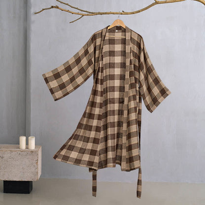 Ownkoti Classic Plaid Cotton Gauze Kimono Robe - image 8