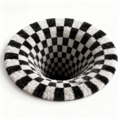 Ownkoti Black Hole 3D Checkered Rug - B - 55" x 55" - image 9